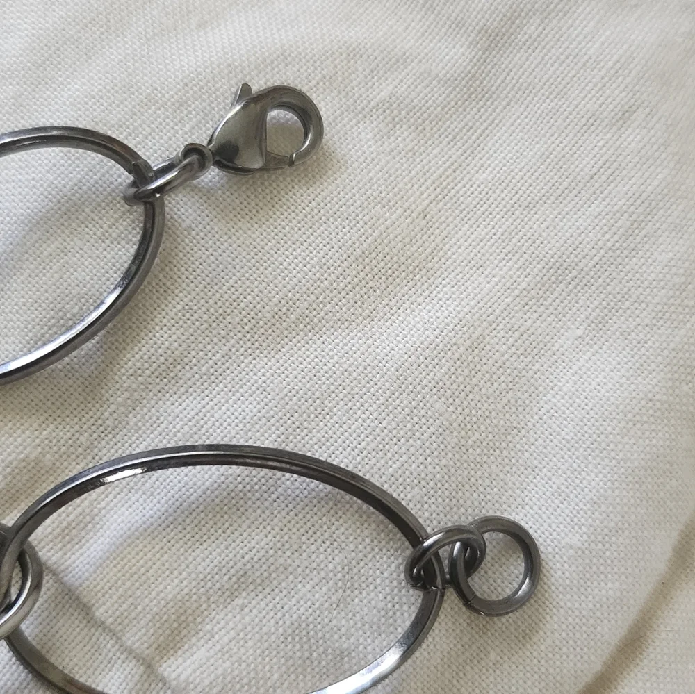 VTG Long Necklace Dark Silver Tone Chain